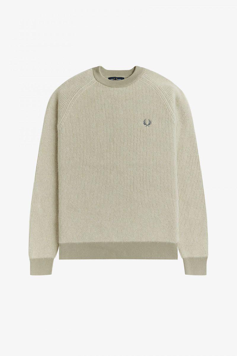 White Fred Perry Alpaca Blend Ribbed Jumper Men's Knitwear | PH 1278SGLO